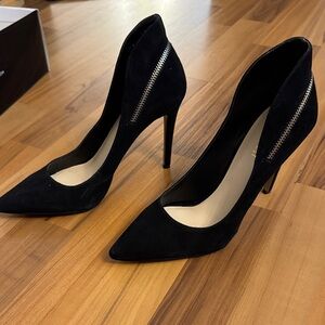 Nine West Black Heels with Zipper Detail